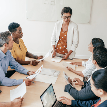 Nonprofit Leader Meeting with Staff