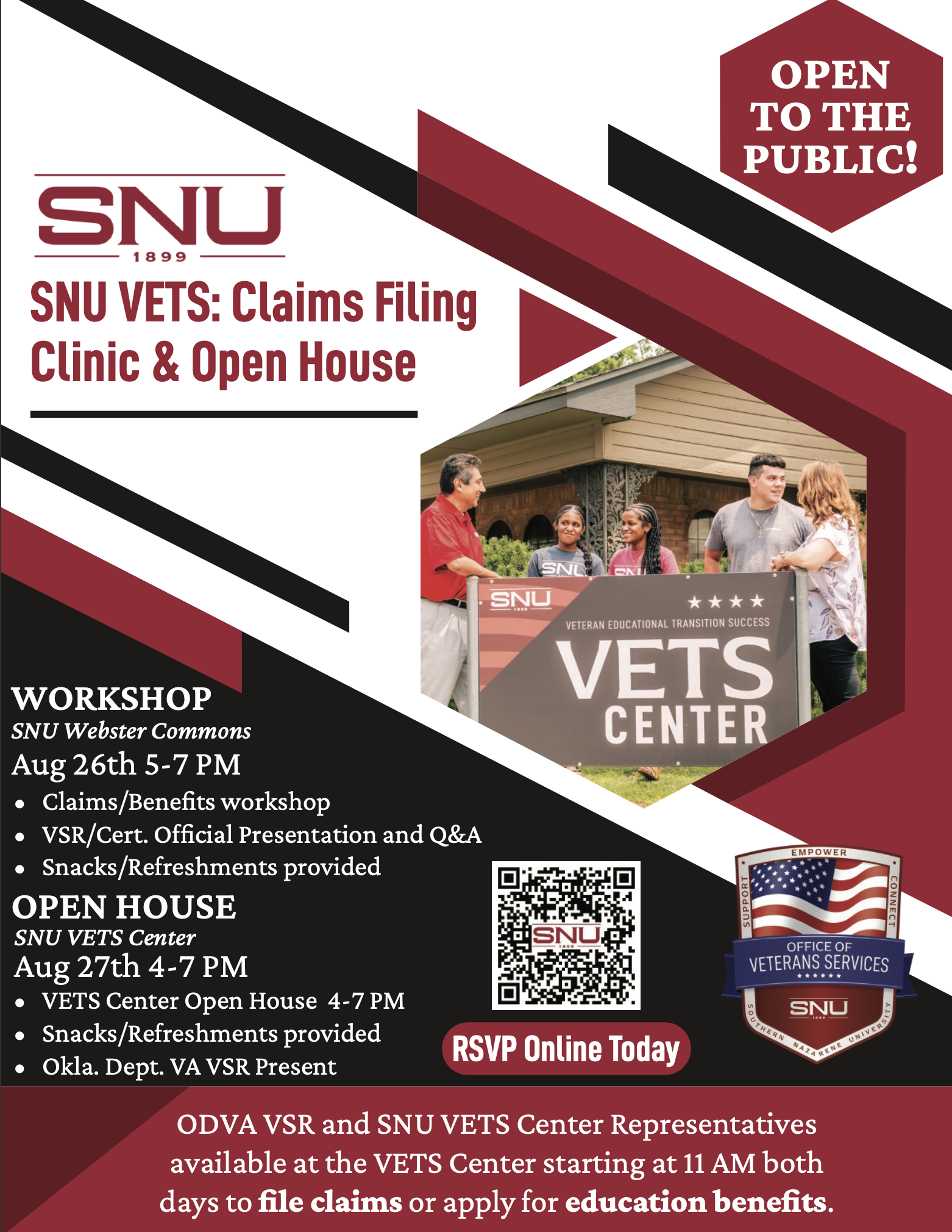 VETS claim filing clinic and open house flyer