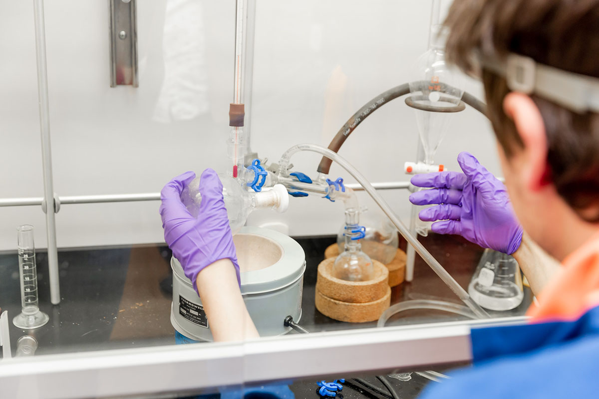 Student working in chemistry lab