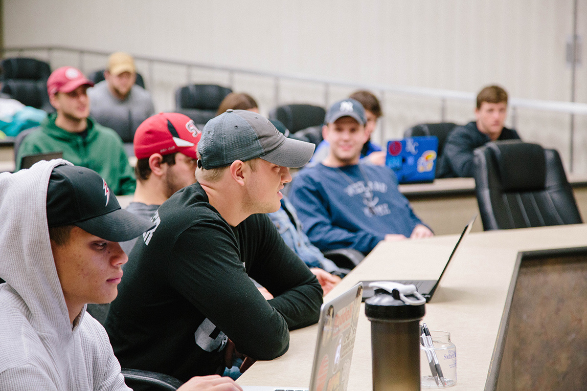 students listening in class