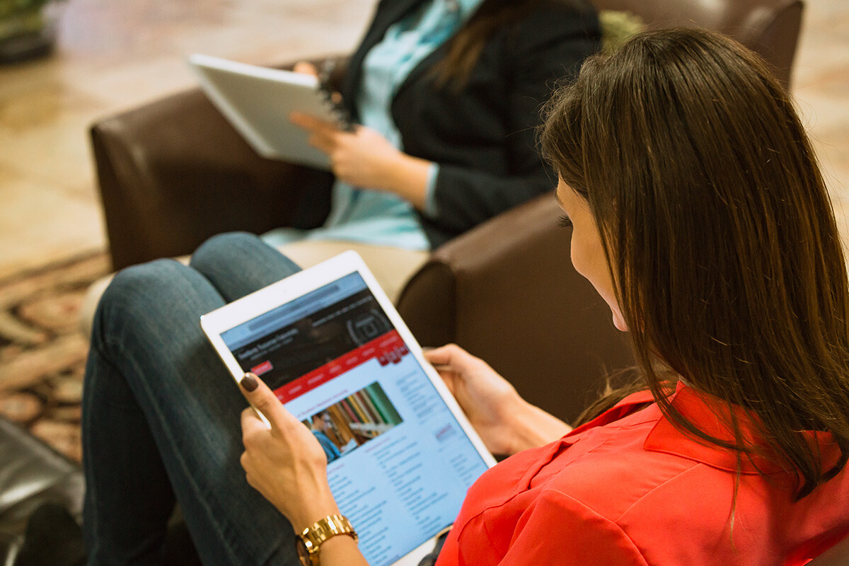 student looking at computer