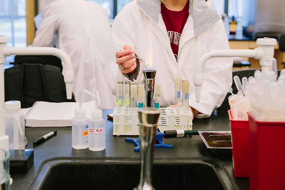 student working in lab