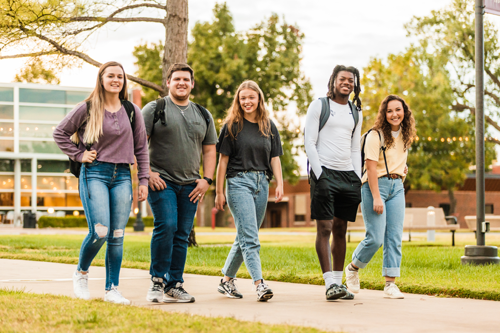 students walking