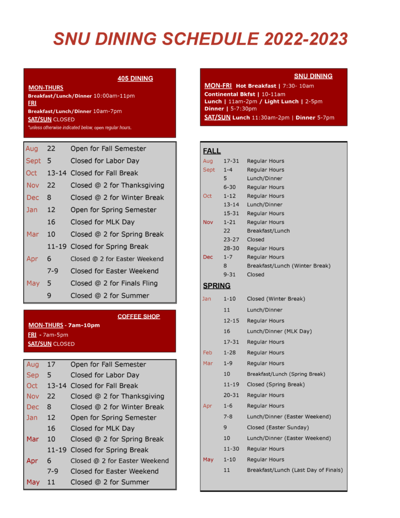 22-23 dining schedule