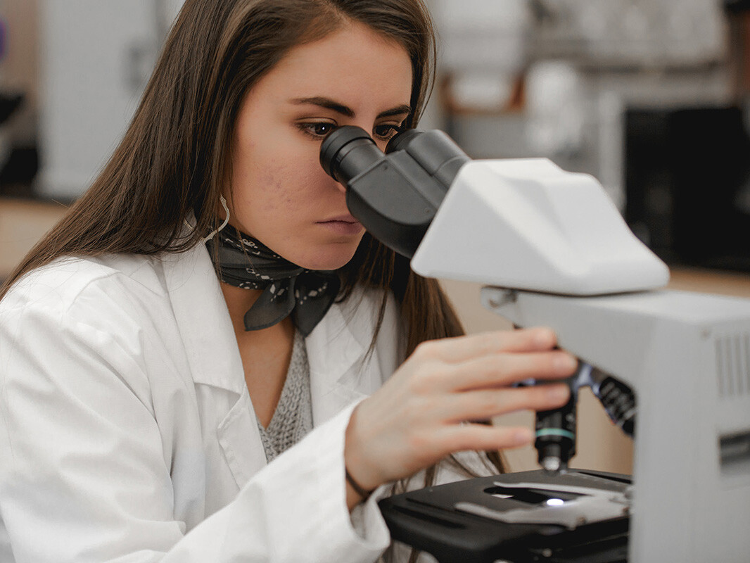 student in science lab