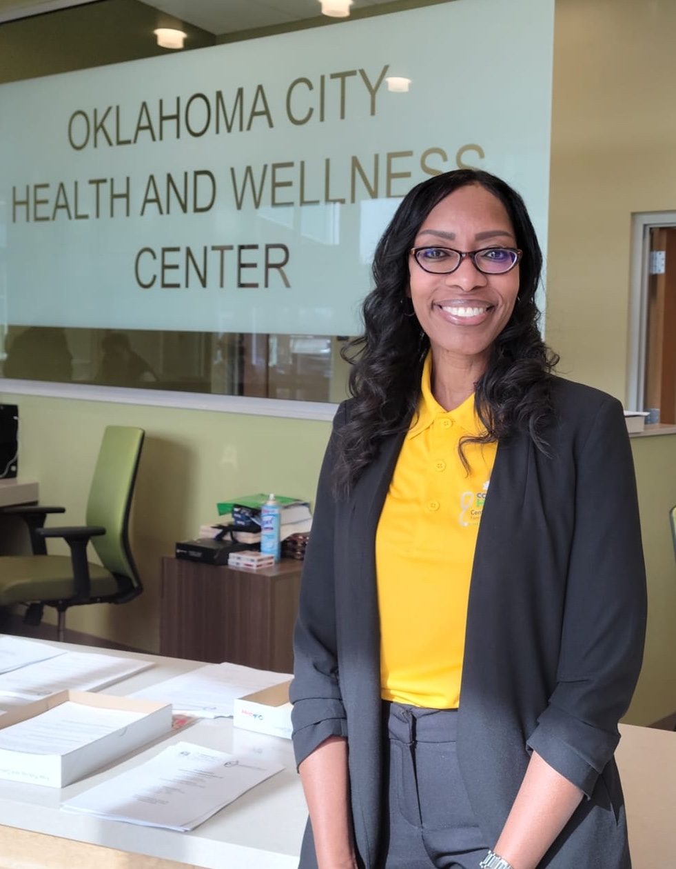 Keisha Williams standing in front of the Oklahoma City Health and Wellness Center